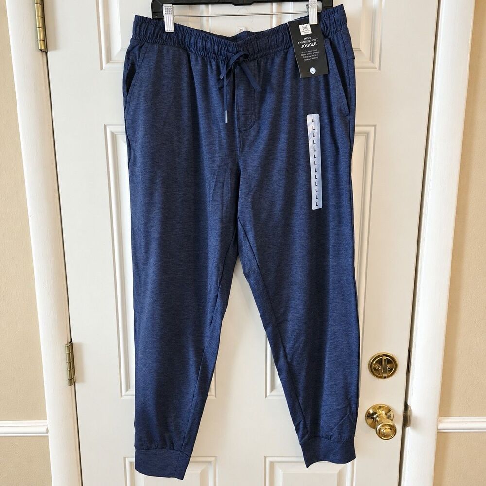 Member's Mark Mens Jogger Pants Large Navy Blue Stretch Moisture Wicking